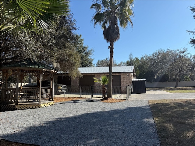 view of front facade featuring a gazebo