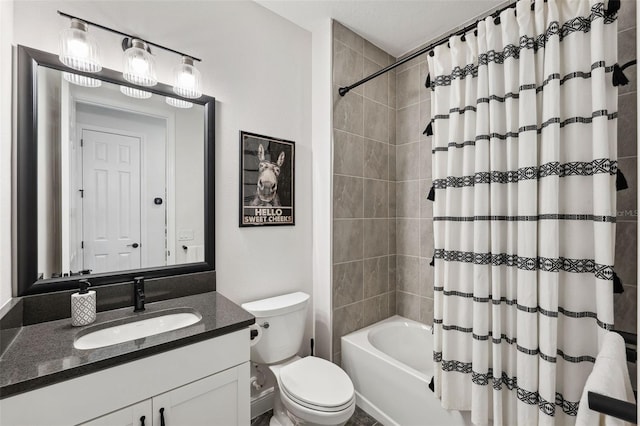 full bathroom with vanity, toilet, and shower / bath combo