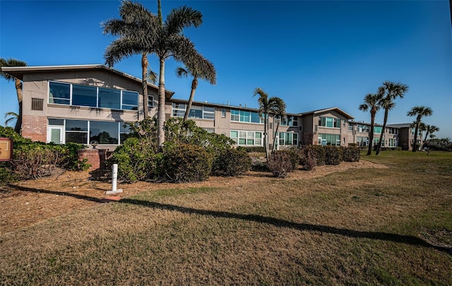 rear view of property with a yard