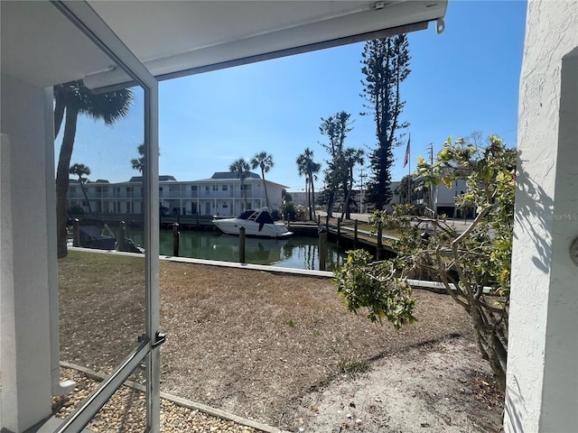 view of yard with a water view