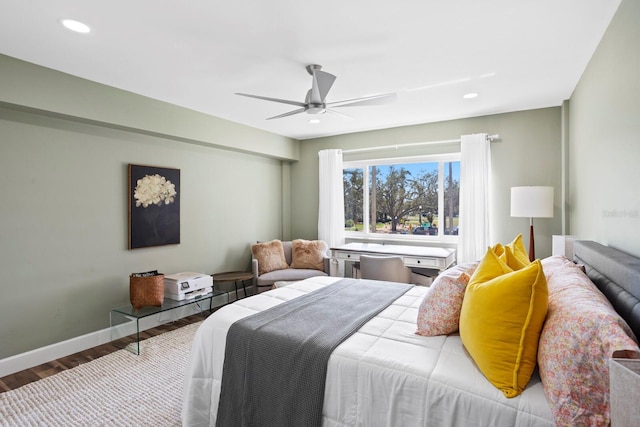 1200 N Shore Dr NE Unit 204, Saint Petersburg, FL 33701 - bedroom featuring recessed lighting, wood finished floors, a ceiling fan, and baseboards