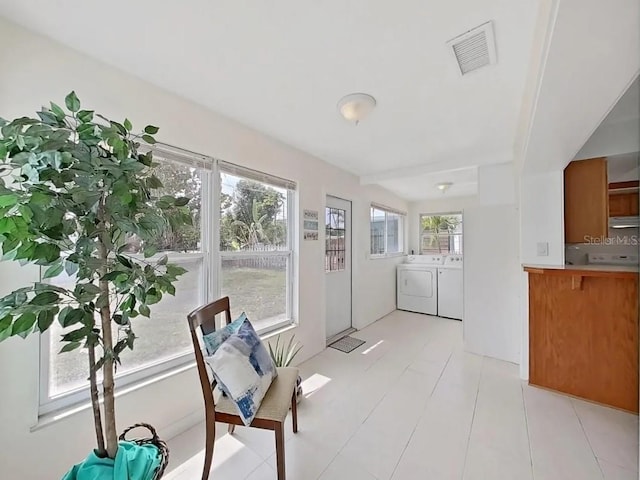 interior space featuring independent washer and dryer