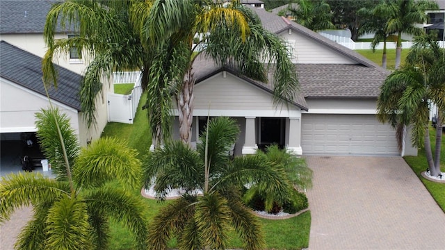 view of front of house with a garage