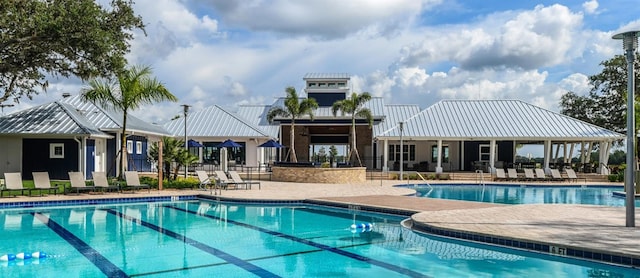 pool featuring a patio area