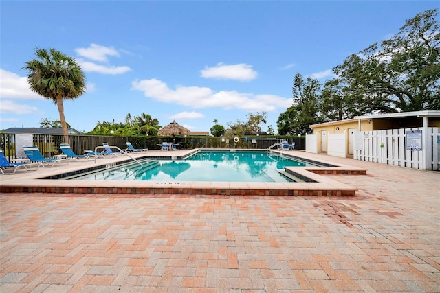 view of pool featuring a patio area