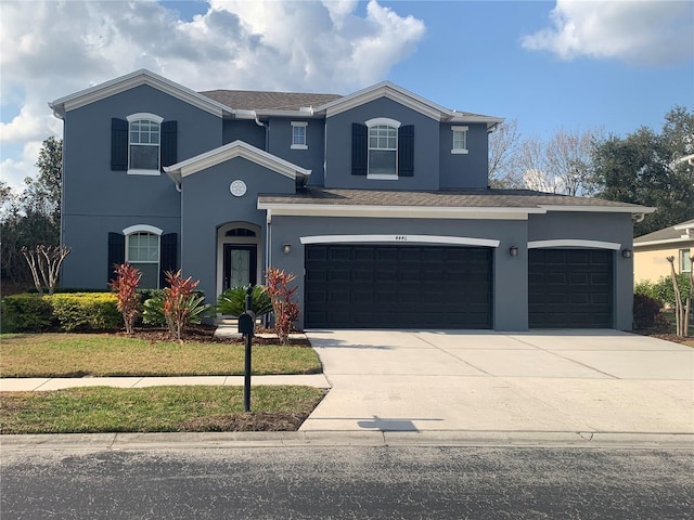 view of front property with a garage