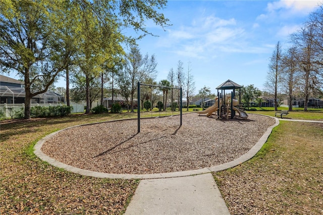 communal playground with a yard