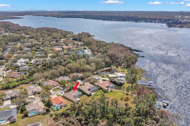 bird's eye view featuring a water view