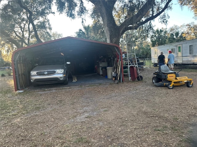 exterior space featuring a carport