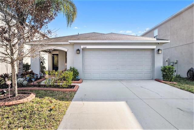 single story home with a garage