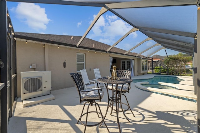 exterior space with ac unit and glass enclosure