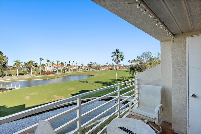 balcony with a water view