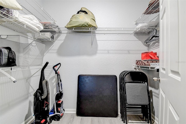 spacious closet with hardwood / wood-style flooring