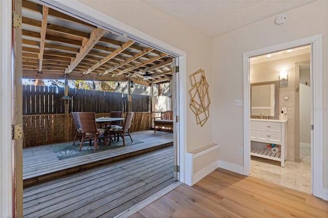 wooden terrace featuring sink