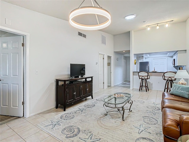 view of tiled living room