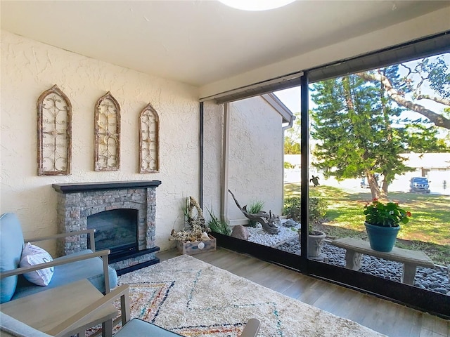 interior space with a fireplace