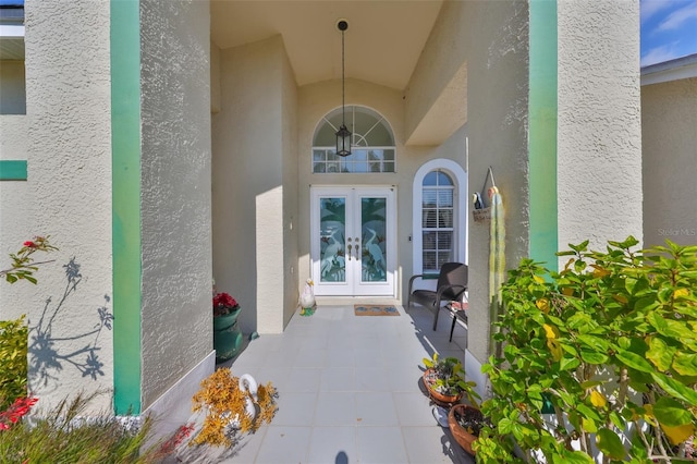 property entrance with french doors