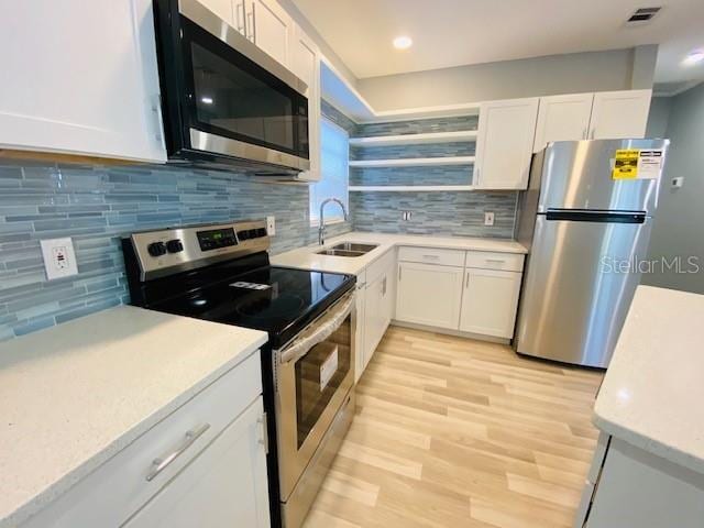 1829 10th St N, Saint Petersburg, FL 33704 - kitchen with tasteful backsplash, appliances with stainless steel finishes, sink, and white cabinets