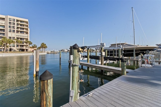 view of dock featuring a water view