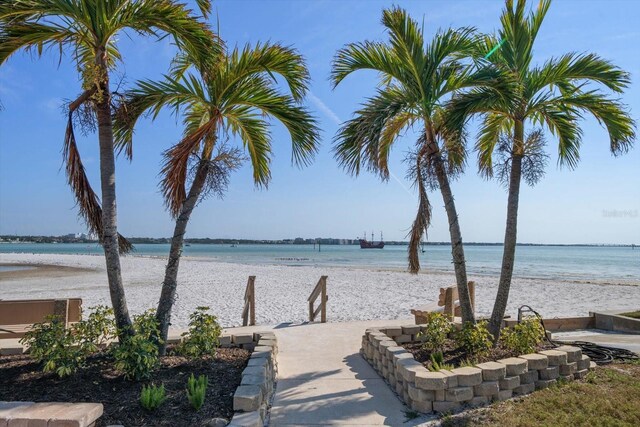 view of water feature featuring a view of the beach