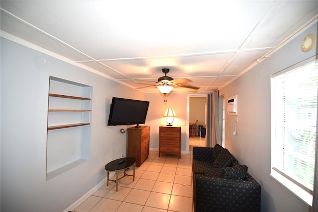 1372 Palmetto St, Clearwater, FL 33755 - living area featuring baseboards, ceiling fan, and light tile patterned floors
