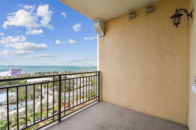 balcony with a water view