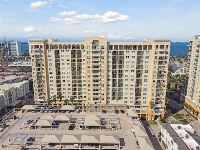 view of building exterior with a city view