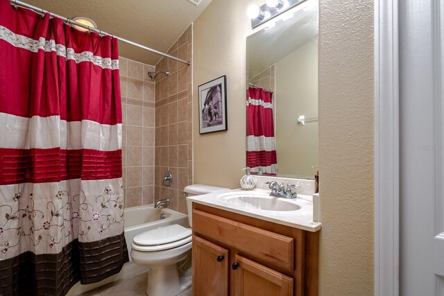 10534 Bermuda Isle Dr, Tampa, FL 33647 - full bathroom featuring tile patterned flooring, vanity, shower / bath combination with curtain, and toilet