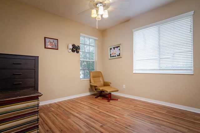 10534 Bermuda Isle Dr, Tampa, FL 33647 - sitting room with ceiling fan and light hardwood / wood-style floors