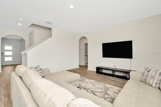 living room featuring light hardwood / wood-style flooring