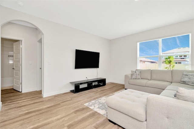 living room featuring light hardwood / wood-style floors