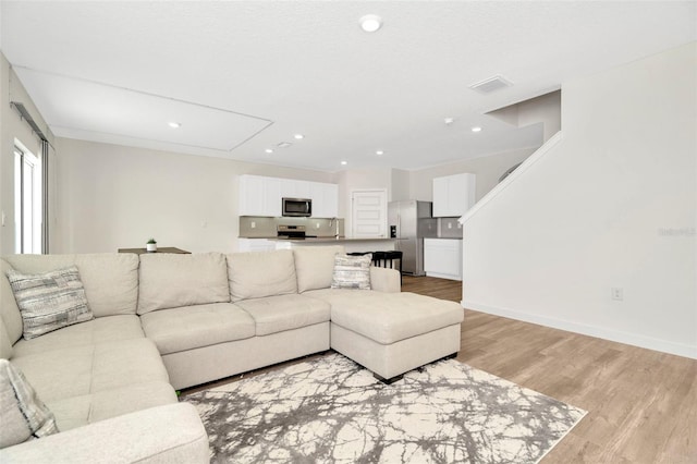 living room with light wood-type flooring