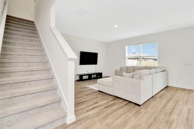 living room featuring light hardwood / wood-style flooring