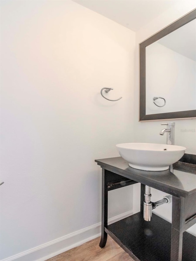 bathroom with sink and wood-type flooring