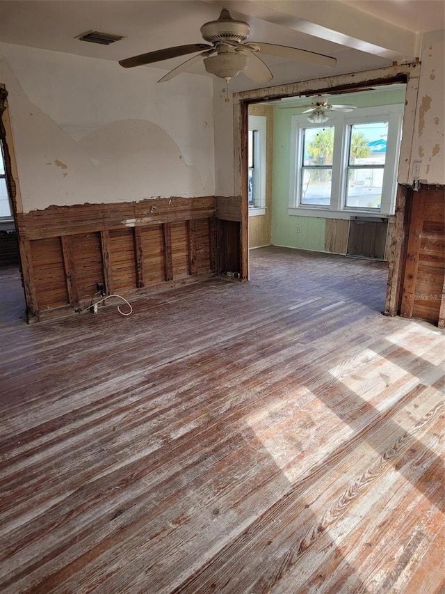 interior space with hardwood / wood-style flooring and ceiling fan