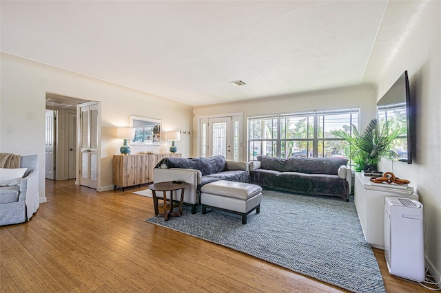 living room featuring wood-type flooring