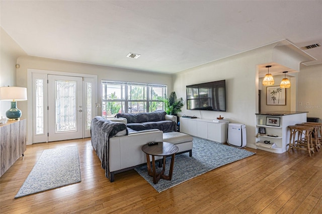 living room featuring light hardwood / wood-style floors