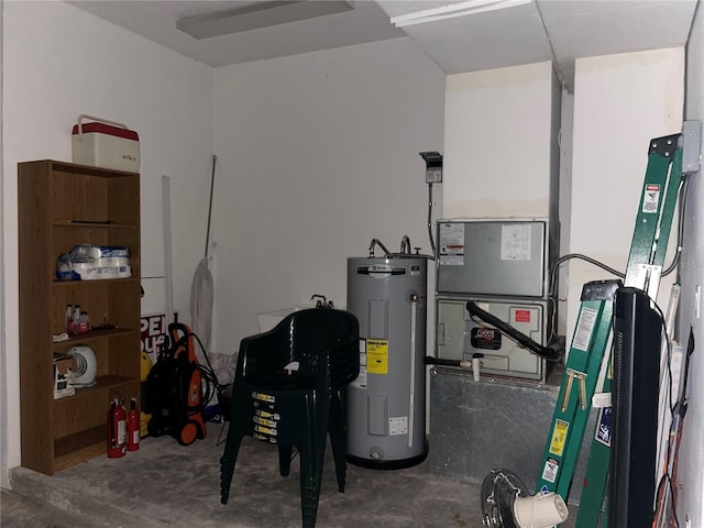 utility room featuring water heater