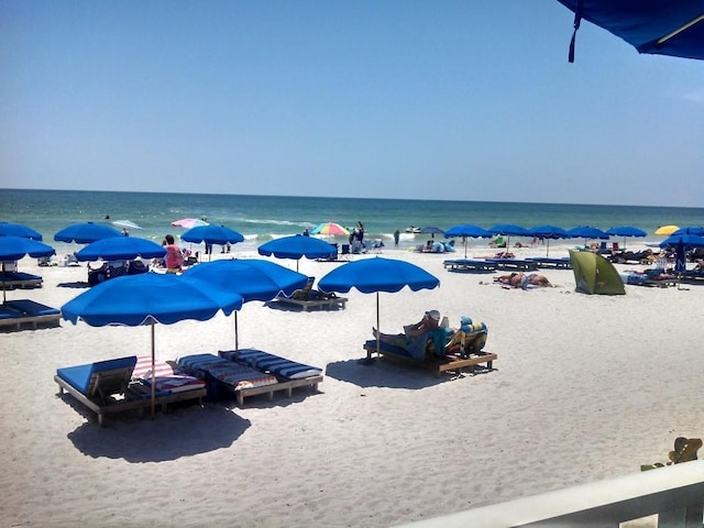 view of water feature featuring a view of the beach