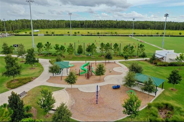 view of community featuring playground community