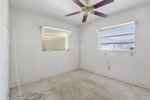 spare room featuring ceiling fan