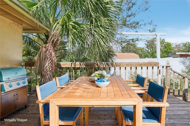 deck featuring grilling area