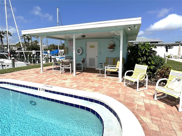 view of swimming pool with a patio