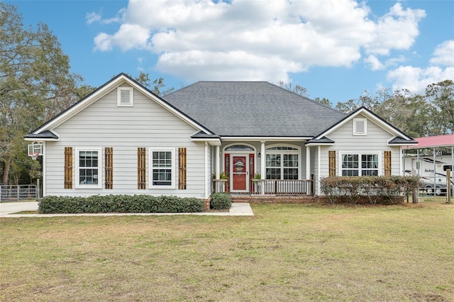 view of front of home with a front yard