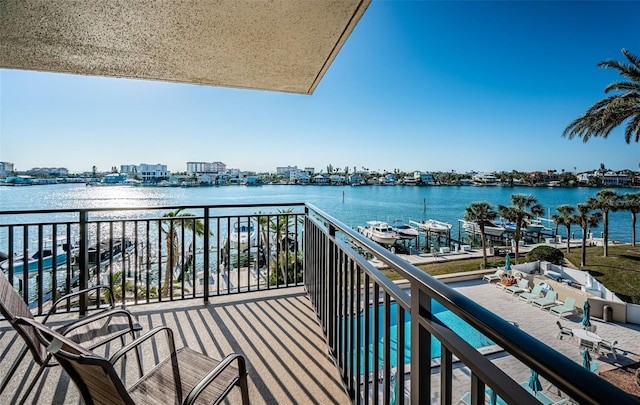 balcony with a water view