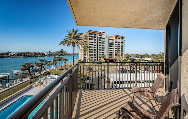 balcony with a water view