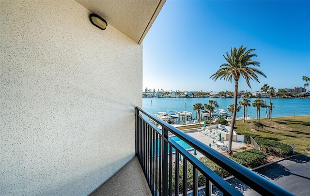 balcony with a water view