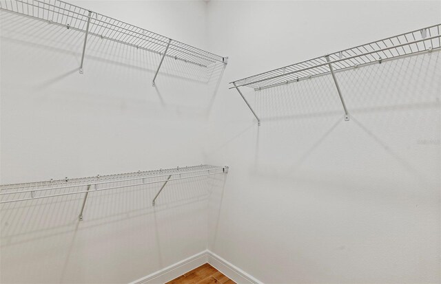 walk in closet featuring wood finished floors