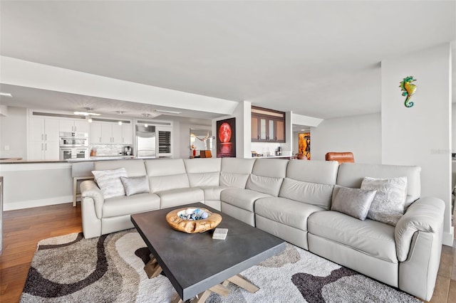 living room with hardwood / wood-style flooring