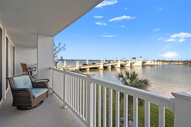 balcony with a water view